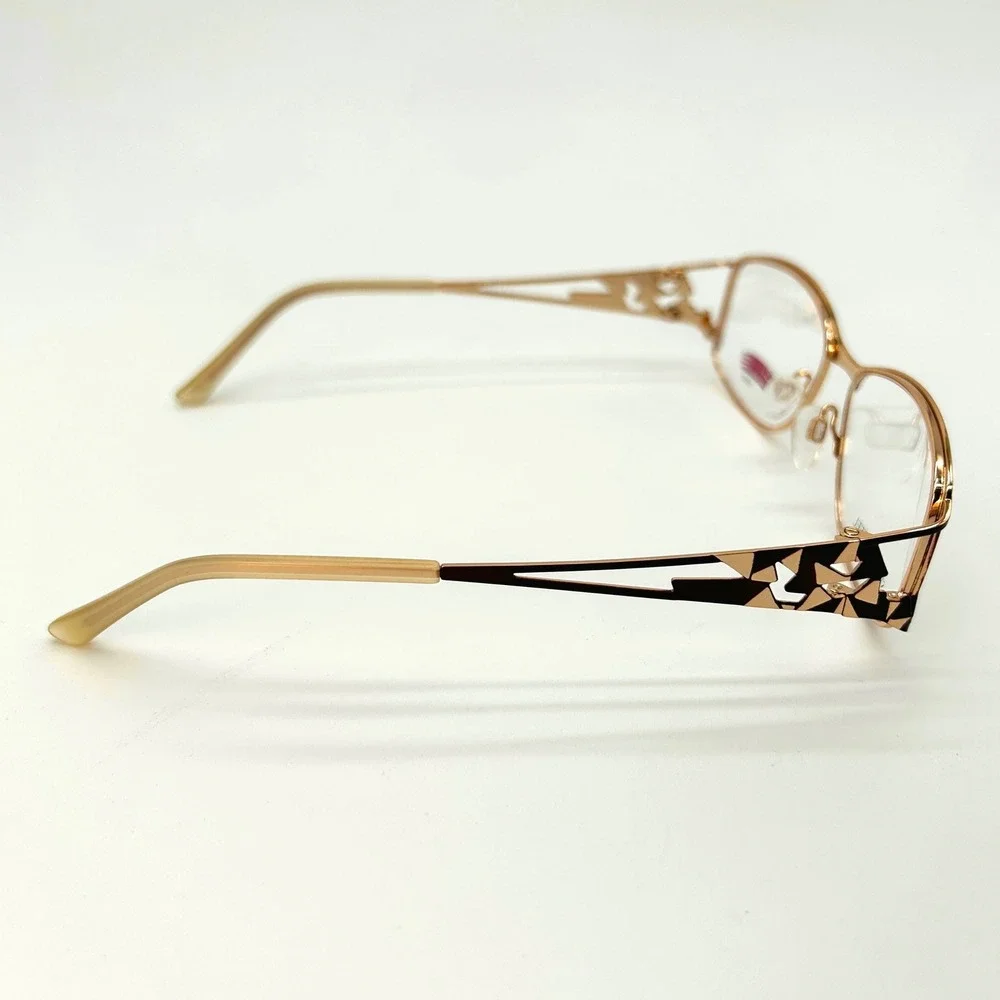 Womens Eyeglasses Frames Blush Vision Lola Size 55-16-135 Dark Brown Gold NEW